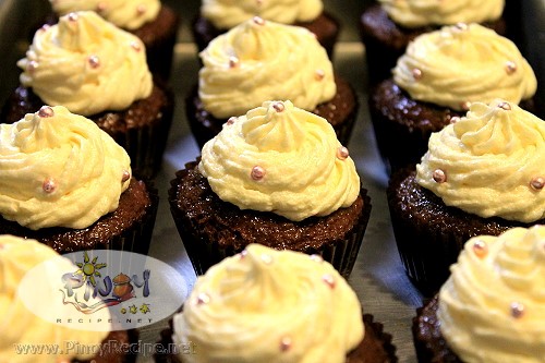 chocolate cupcake with butter icing