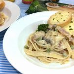 Creamy Fettuccine Carbonara with Mushroom and Bacon