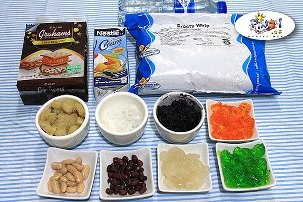 Ingredients of Halo Halo Graham Float