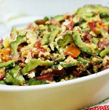 Ginisang Corned Beef with Ampalaya and Egg