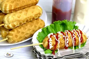 Waffle Hotdog using Pancake Mix
