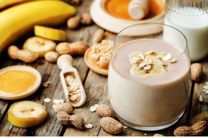 Smoothie with Peanut Butter, Chocolate, Banana, and Mushrooms