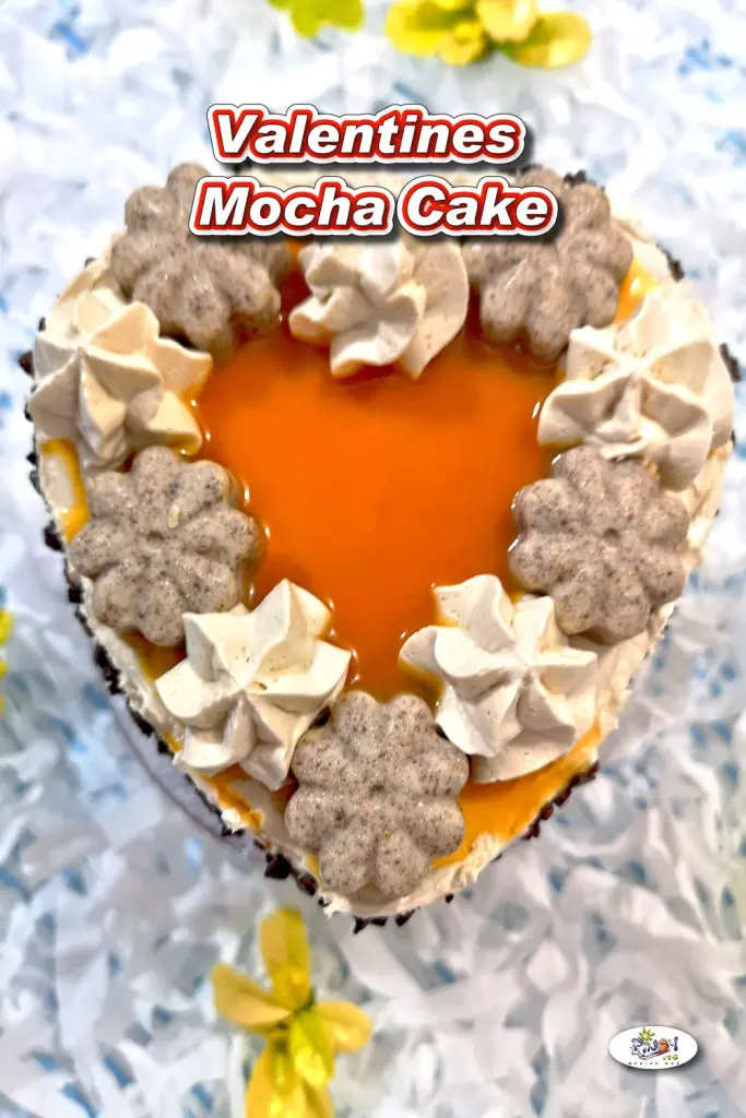 Heart Shaped Mocha Cake for Valentines Day