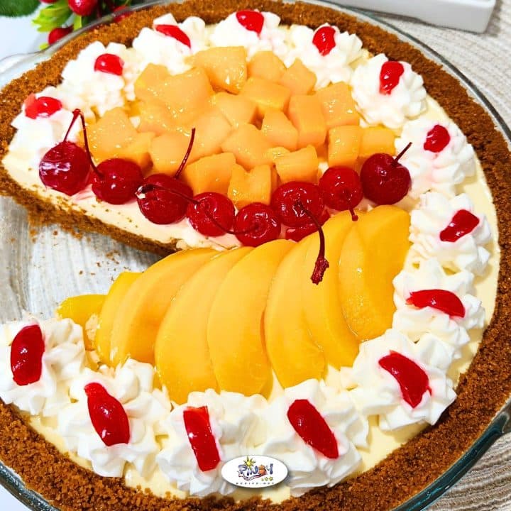 No-Bake Peach Mango Cream Pie - Featured Image