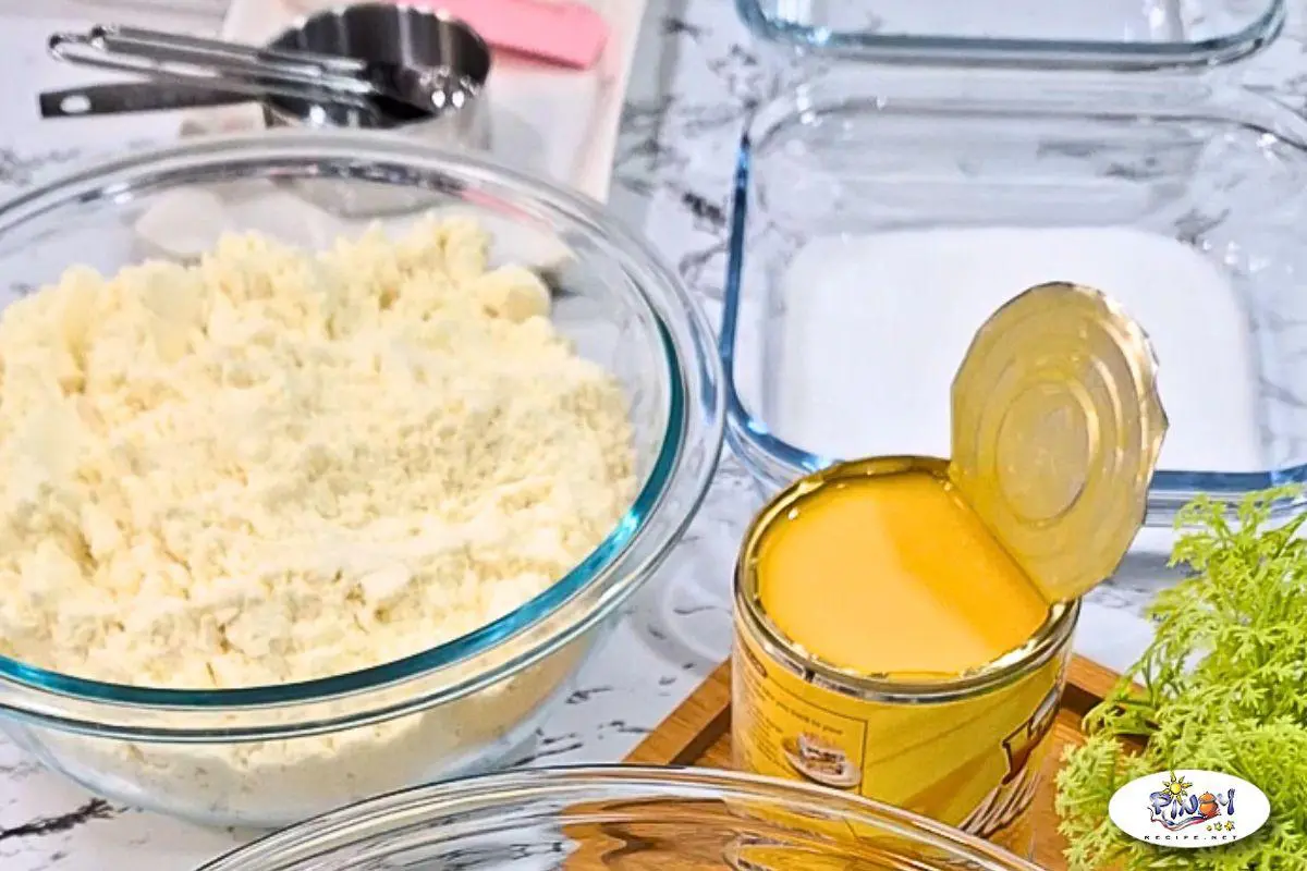 Our Main Ingredients Mango flavored condensed milk, Powdered Milk and Sugar for Mango Pastillas