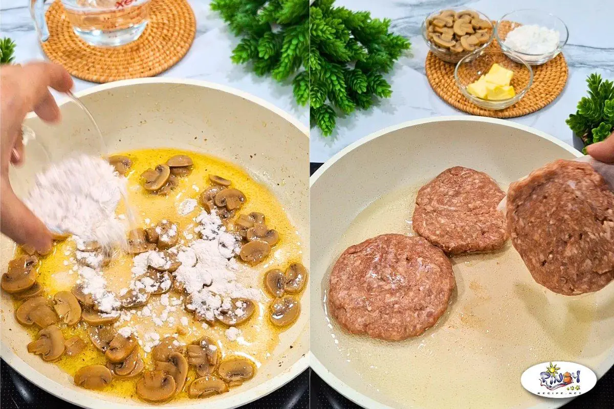 Cooking Steak Sauce and Frying Burger patties