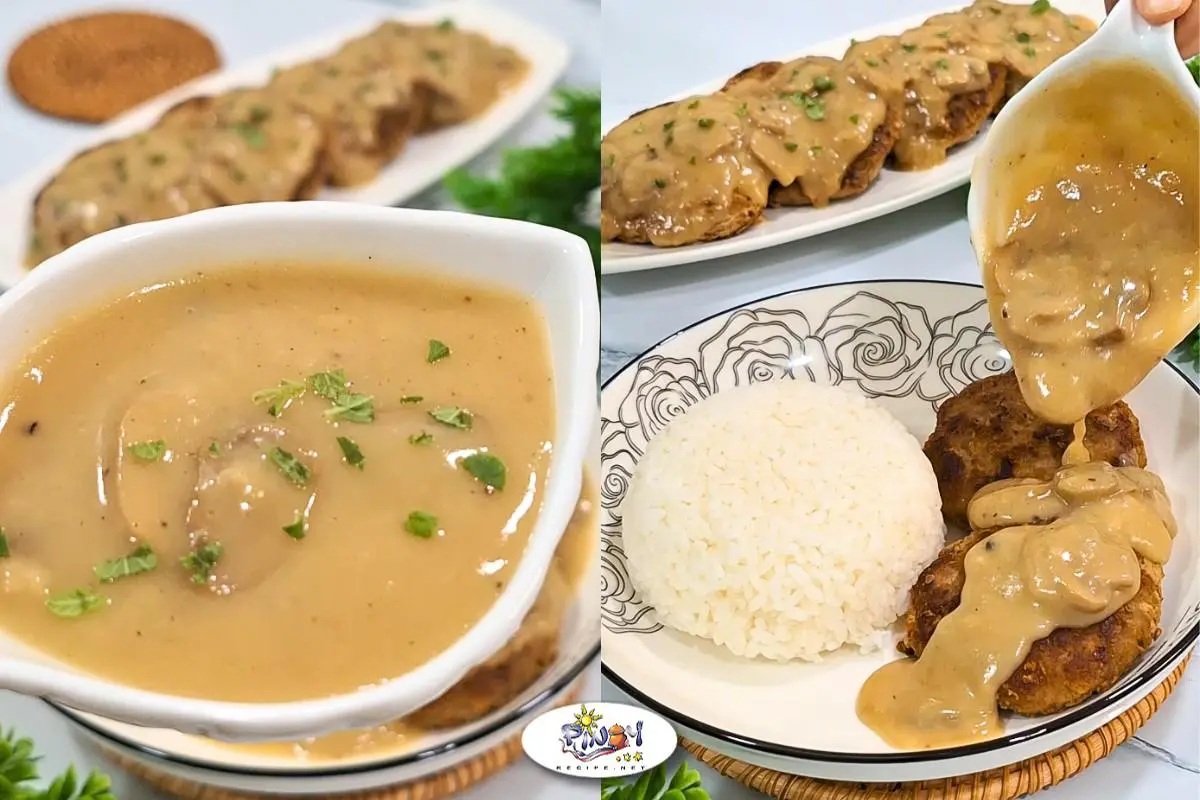 Pouring Burger Steak Gravy