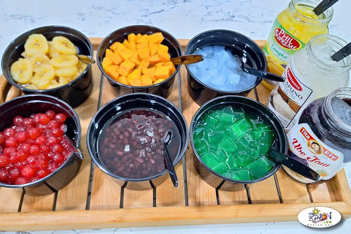 Ingredients of our Special Halo Halo with Custard Milk